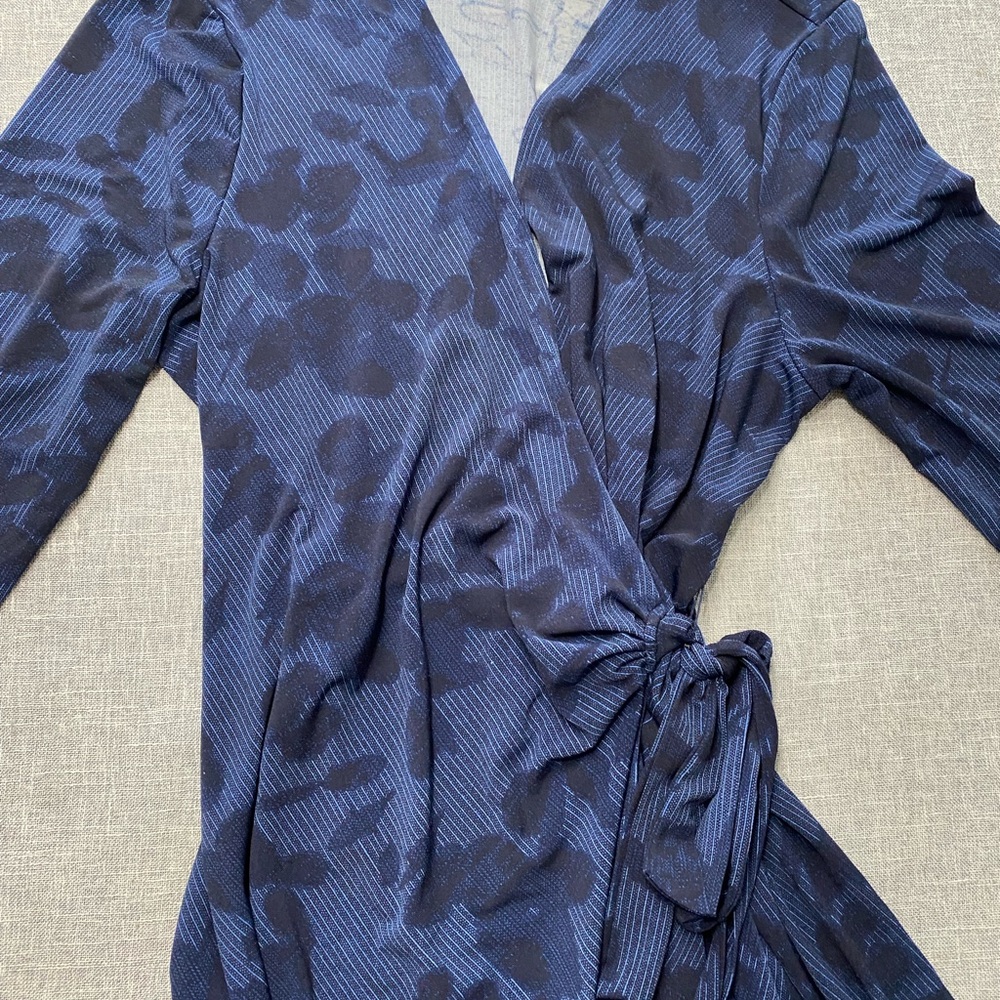 Halston Navy Blue Wrap Dress - Picture 3 of 6